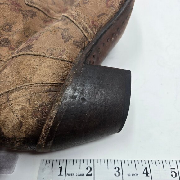 Lucchese 4953 Catalina Bootie 9B brown floral burnished calfskin leather FLAWED - Picture 12 of 13